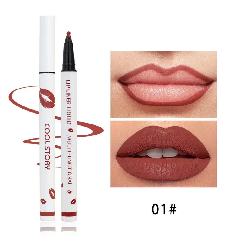 Matte Soft Lip Liner Liquid Lipliner Pencil Long Lasting Lips Cosmetic Tool Stick Quick Drying Smudge Proof Natural Lipstick Pen Qme 01