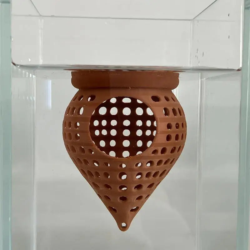 Fish Aquarium Tank Decoration Accessories Suspended Cone Bed Hideout Qme Brown