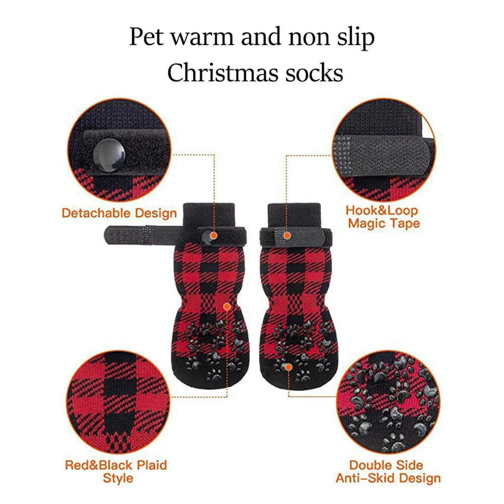 4PCS/Set Pet Socks Foot Cover Cat And Dog Socks Outdoor Non-Slip Waterproof Shoes Large And Small Dog Shoes Qme