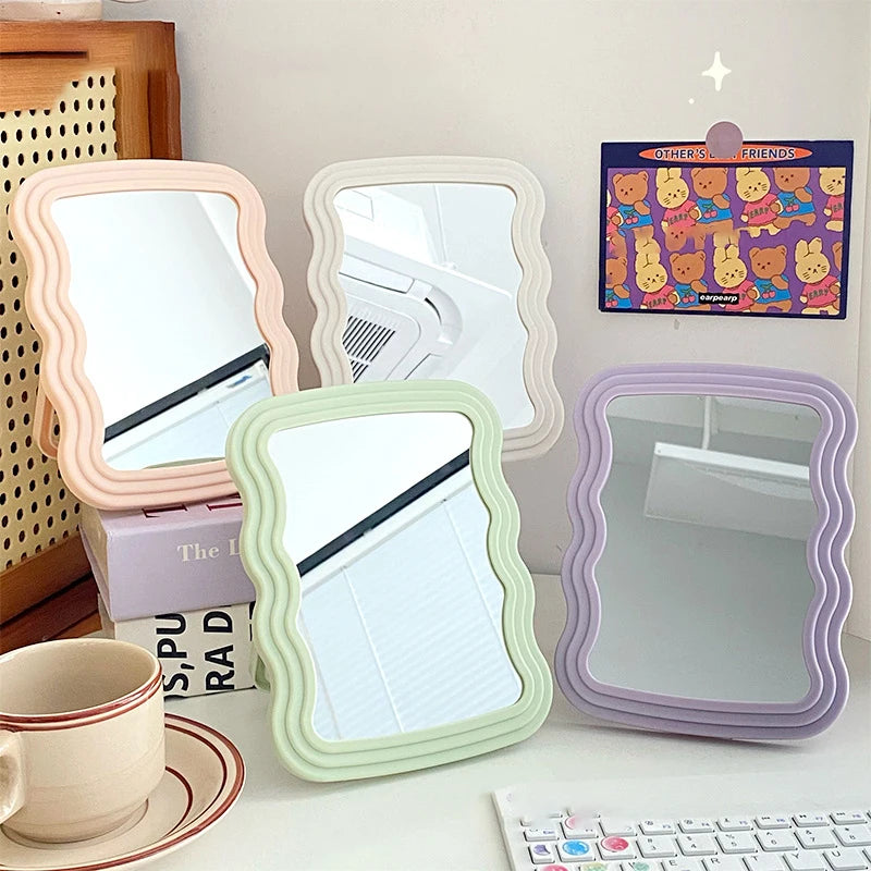 Corrugated Desktop Makeup Mirror Solid Foldable Portable Handheld Qme