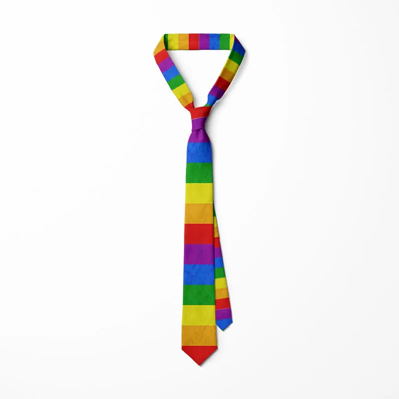 Personality Colorful Rainbow Striped Tie Fashion Business Fun Men's Qme style5 CN