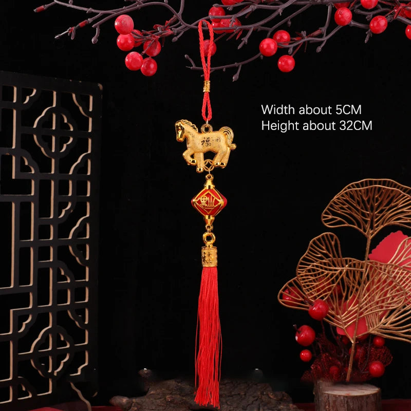 1/10Pcs 2026 Year Of The Horse Wall Hanging Car Ornament Chinese New Year 3D Horse Lantern Red Gold Pendant Lucky Decor Gifts Qme A5