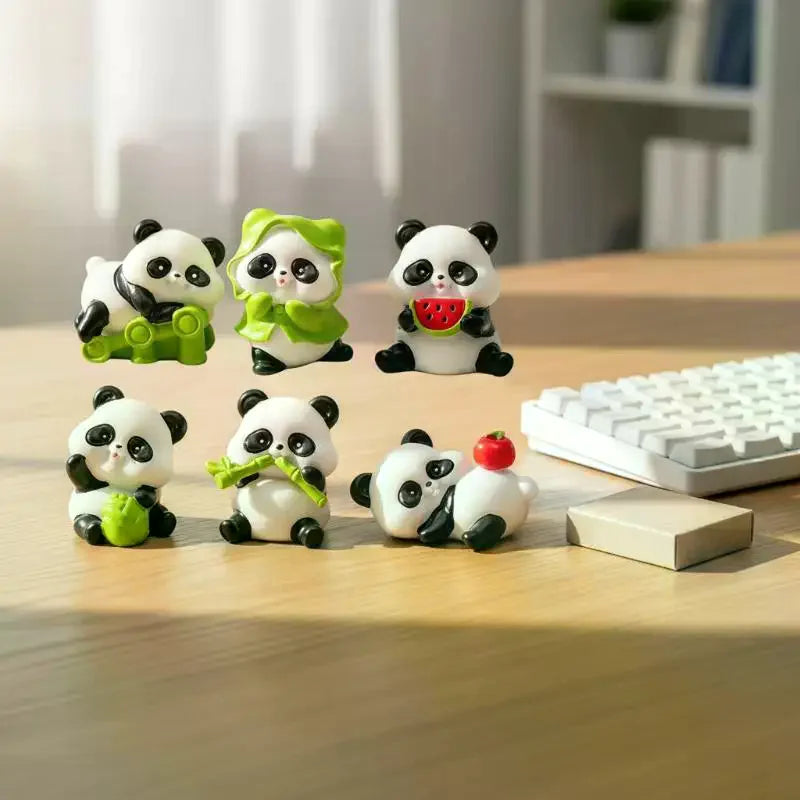 Cartoon Mini Panda Figurines Micro Landscape Ornaments DIY Terrarium Bonsai Dollhouse Garden Decor Crafts Qme