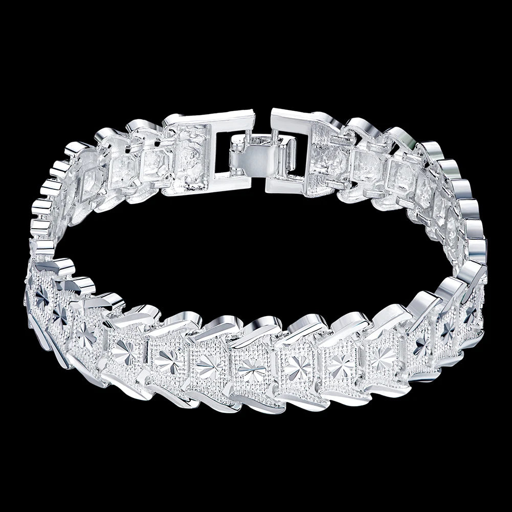 Noble 925 sterling silver /18K gold color Bracelets for men classic noble chain fashion Wedding party Christmas gifts Jewelry Qme