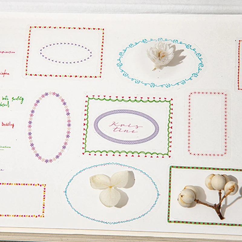 Multi-layer Border Die-cut Sticker , Fresh Watercolor Style for Journal Collage, Gift Wrapping, Photo Album Decoration Qme