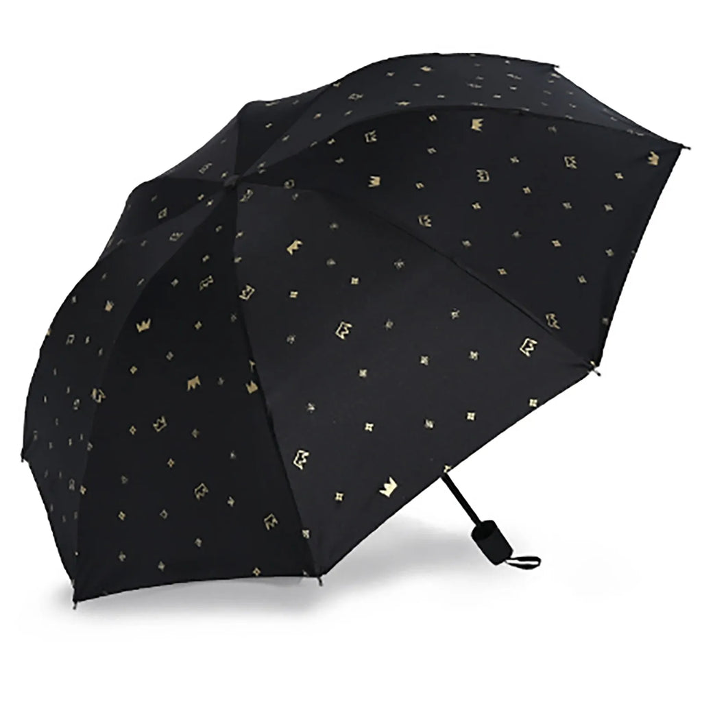 Black Automatic Umbrella for Rain and Sunny Day Thick Durable UV Resistant Folding Design for Sun Protection Outdoor Necessities Qme