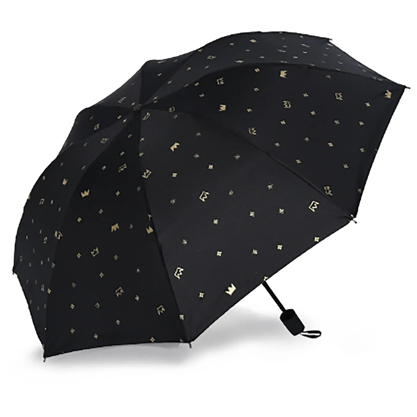 Black Automatic Umbrella for Rain and Sunny Day Thick Durable UV Resistant Folding Design for Sun Protection Outdoor Necessities Qme