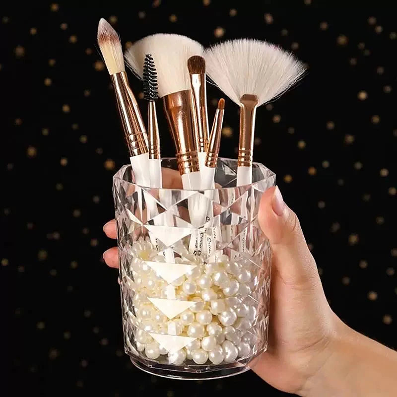 Cosmetic Brush Holder Cup Transparent Pen Dressing Table Storage Qme