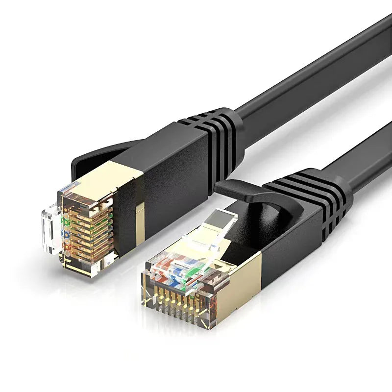 Cat7 Flat Ethernet Cable 10Gbps Unshielded Twisted Pair UTP LAN Network Patch Cord for High-Speed Internet Gaming Router Modem Qme
