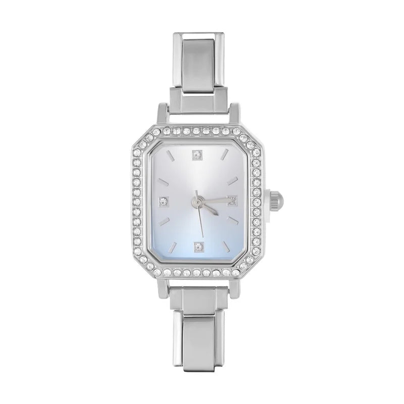 Y2K Colored Dial Fashion Women's Stainless Steel Zircon Square Watch
