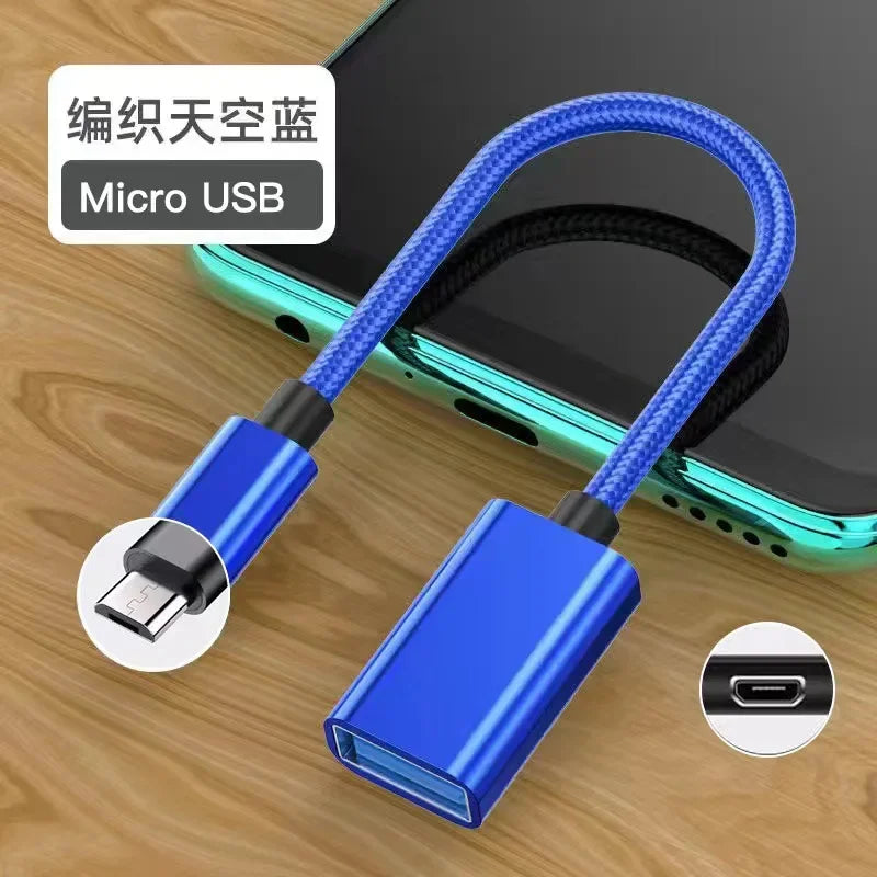 OTG Type C Cable Adapter USB to Type C Adapter Connector for Xiaomi Samsung S20 Huawei OTG Data Cable Converter for MacBook Pro Qme micro blue 2.0