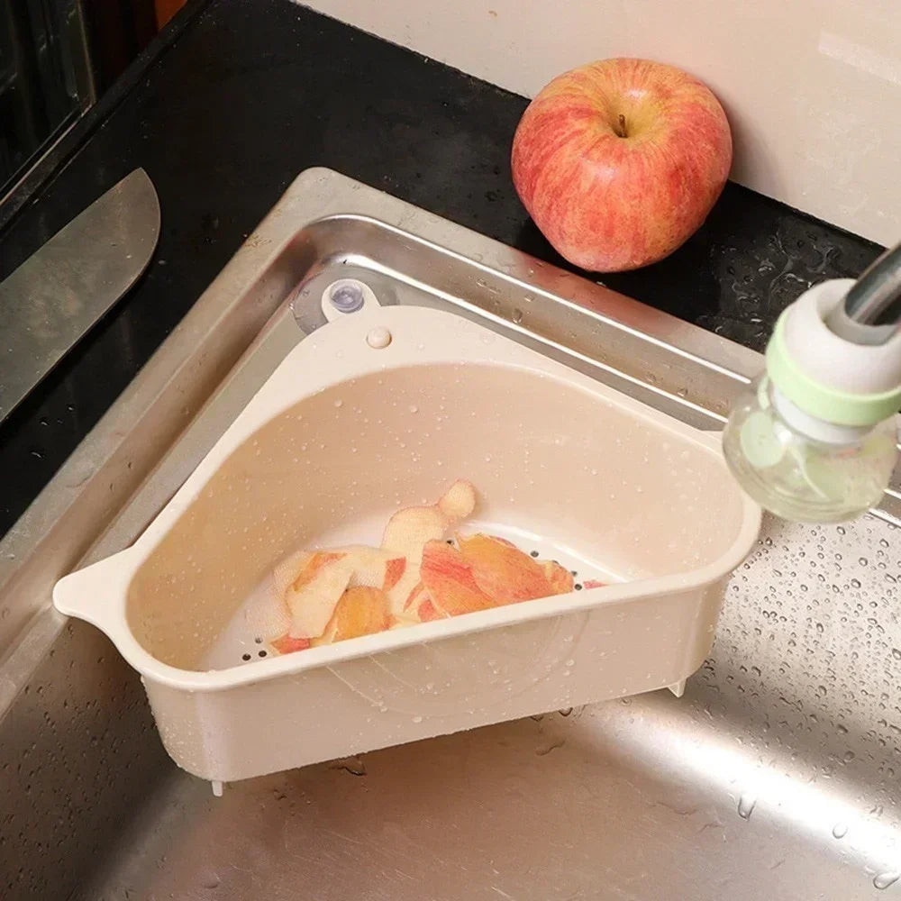 Kitchen Sink Drain Basket Stainless Steel Triangle Food Vegetables Peel Egg Filter Storage Organizer Kitchen Shelf Rack Drainier Qme 6