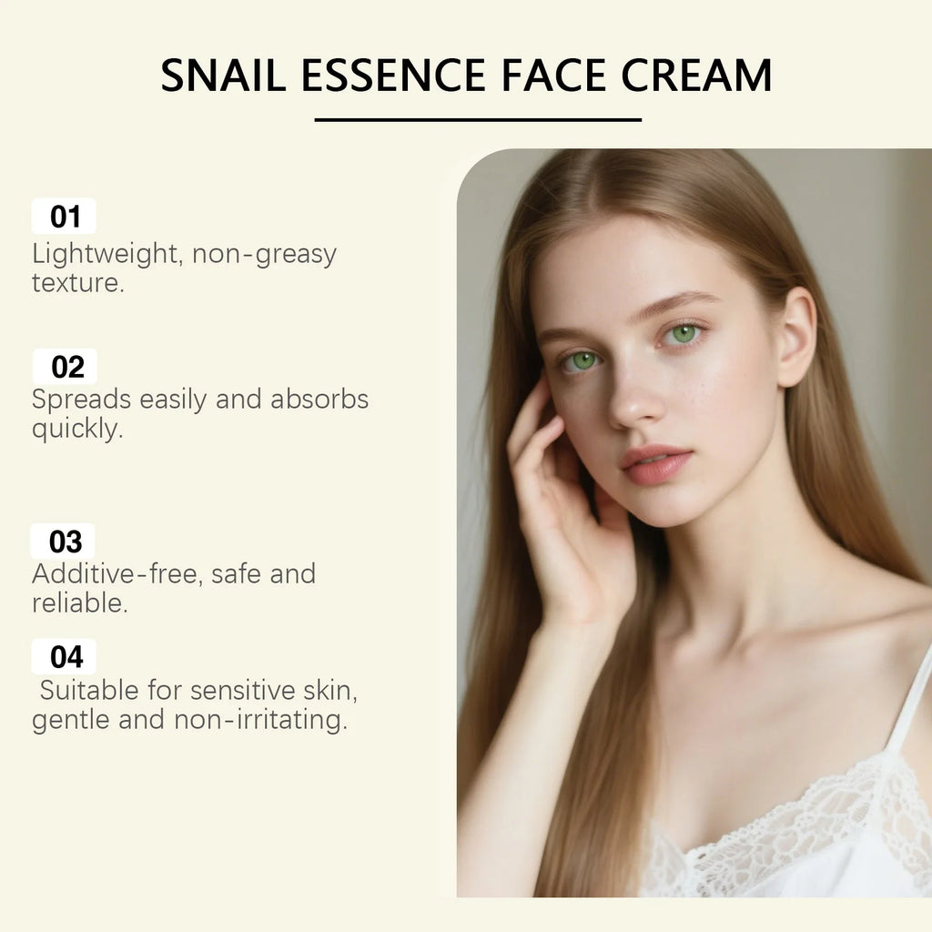 Snail Mucin Face Cream Firming Moisturizing Dry Skin Brightening Anti-Aging Smoothing Fade Fine Lines Soothing Repair Face Cream Qme
