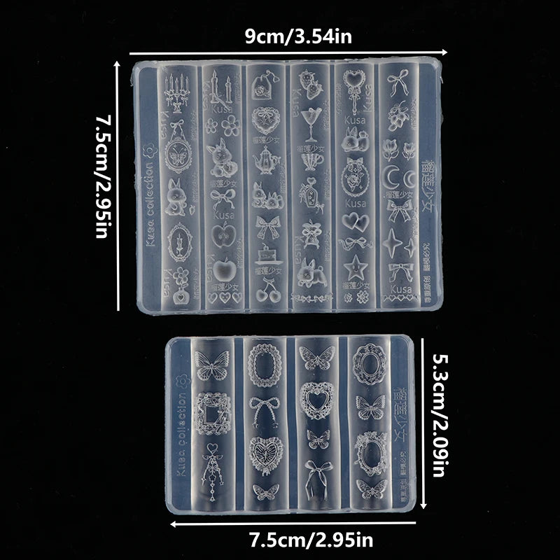 Silicone Nail Art Mold Cartoon Lace Bow Rabbit Cute Candle Moon Qme