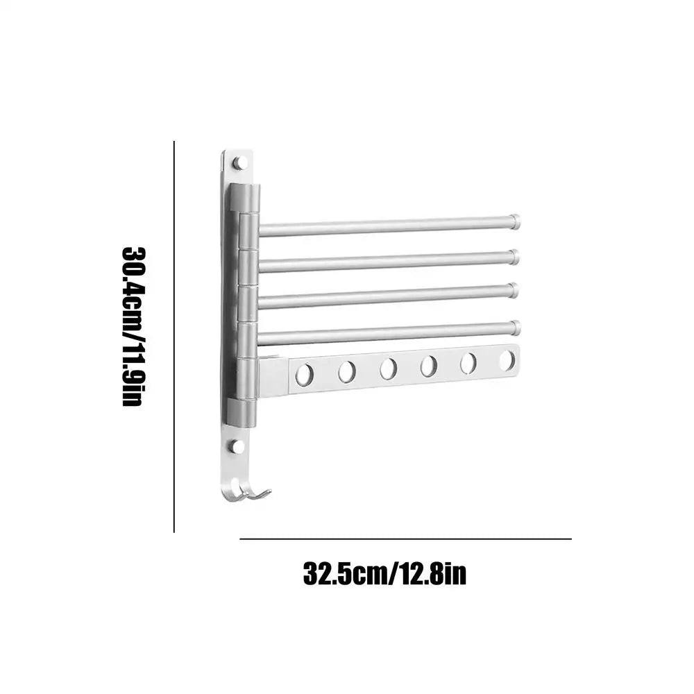 Towel Rack For Wall 4-Arm Swivel Towel Racks For Bathroom Swing Out Organizer Wall Mount Hanger For Laundry Room Shower Room Qme Silver China Mainland