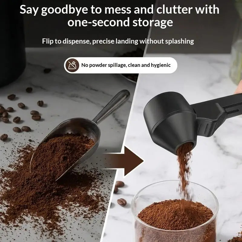 Sliding Leakproof Coffee Scoop Reusable Protein Powder Spoon Funnel Qme