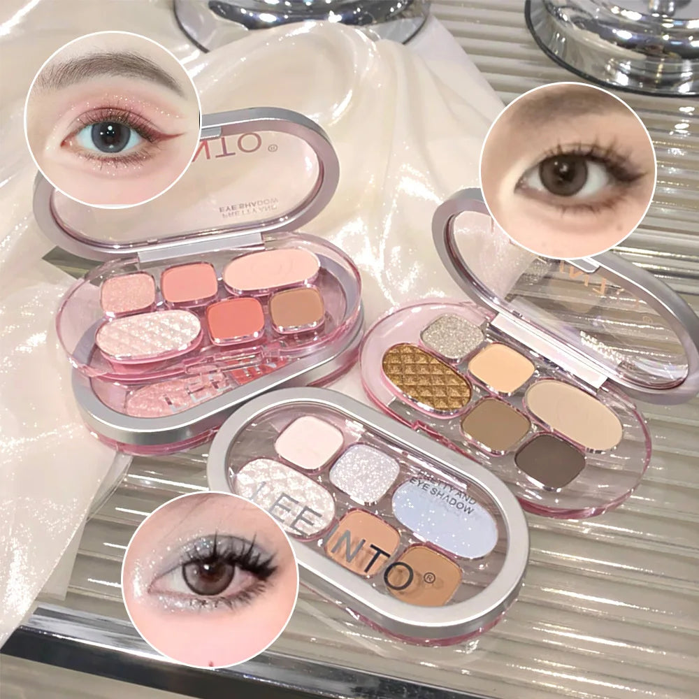 LEE INTO 6-color Eyeshadow Palette Matte Glitter Long-lasting Good Qme