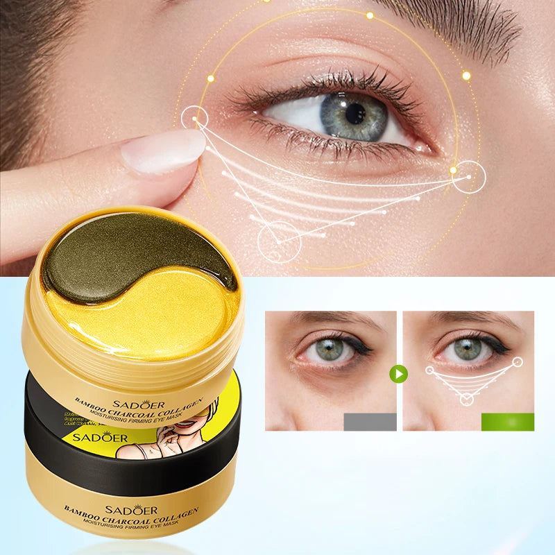 60 Bamboo Charcoal Collagen Moisturizing Eye Mask Deep Firming Skin Qme