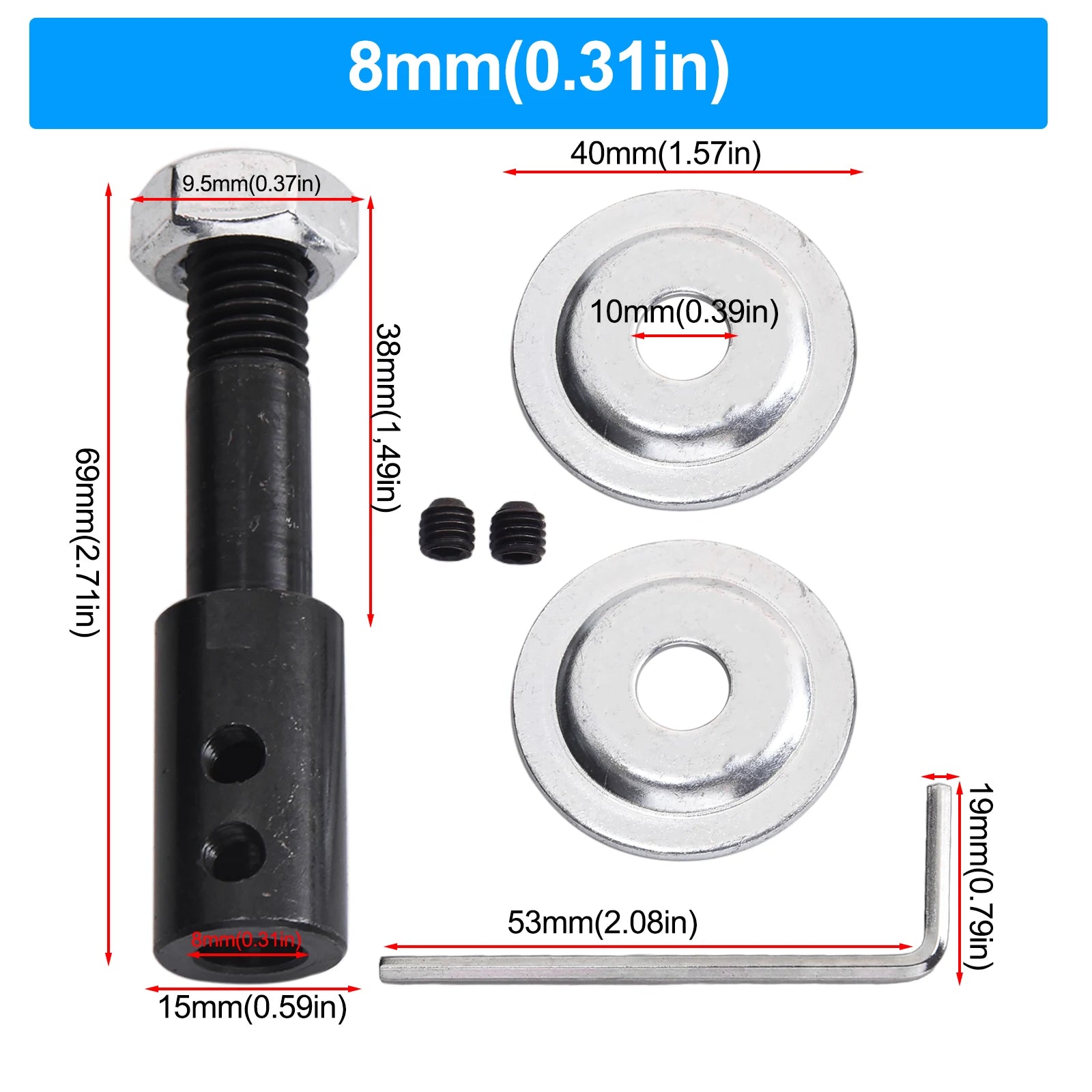 1 Pc Spindle Adapter Motor Shaft Coupler Extender Sleeve Spindle Couple Chuck Adapter Converter Bench Grinder Extension Rod Qme 8MM