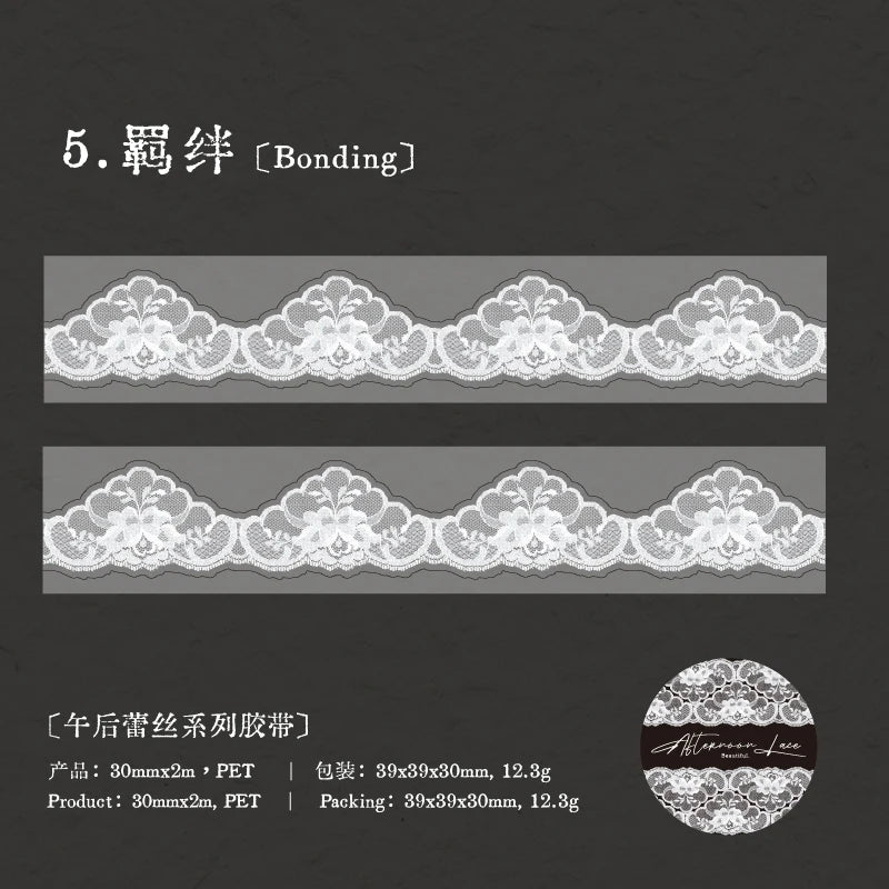 1Roll Romantic Lace Theme PET Tape for Background Decoration DIY Scrapbooking Collage Material Phone Case Notebook Qme 5