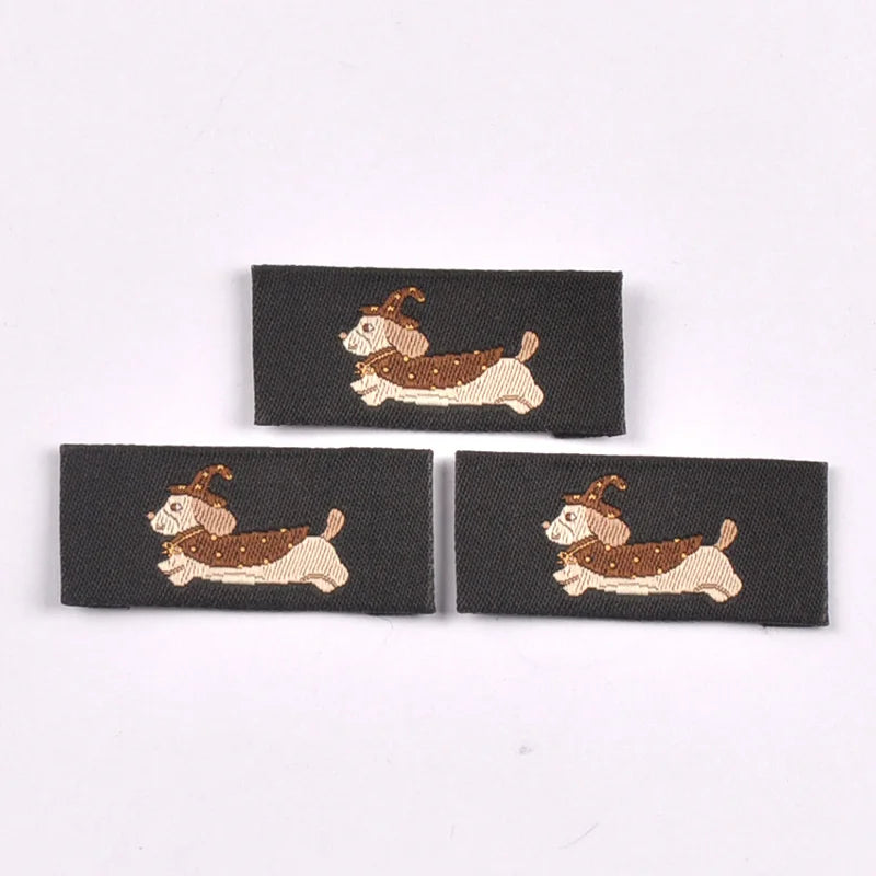 50pcs 40x19mm Mix Assorted Cute Dachshund Fabric Labels, Sew On Tags for DIY Clothes Pet Accessories Crafts cp4311 Qme 40x19mm-3
