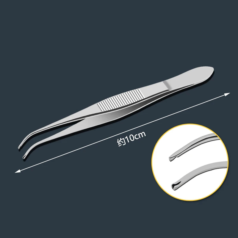Medical Ophthalmic Tweezers Eye Surgical Elbow Straight Molluscum Hook Qme Silver