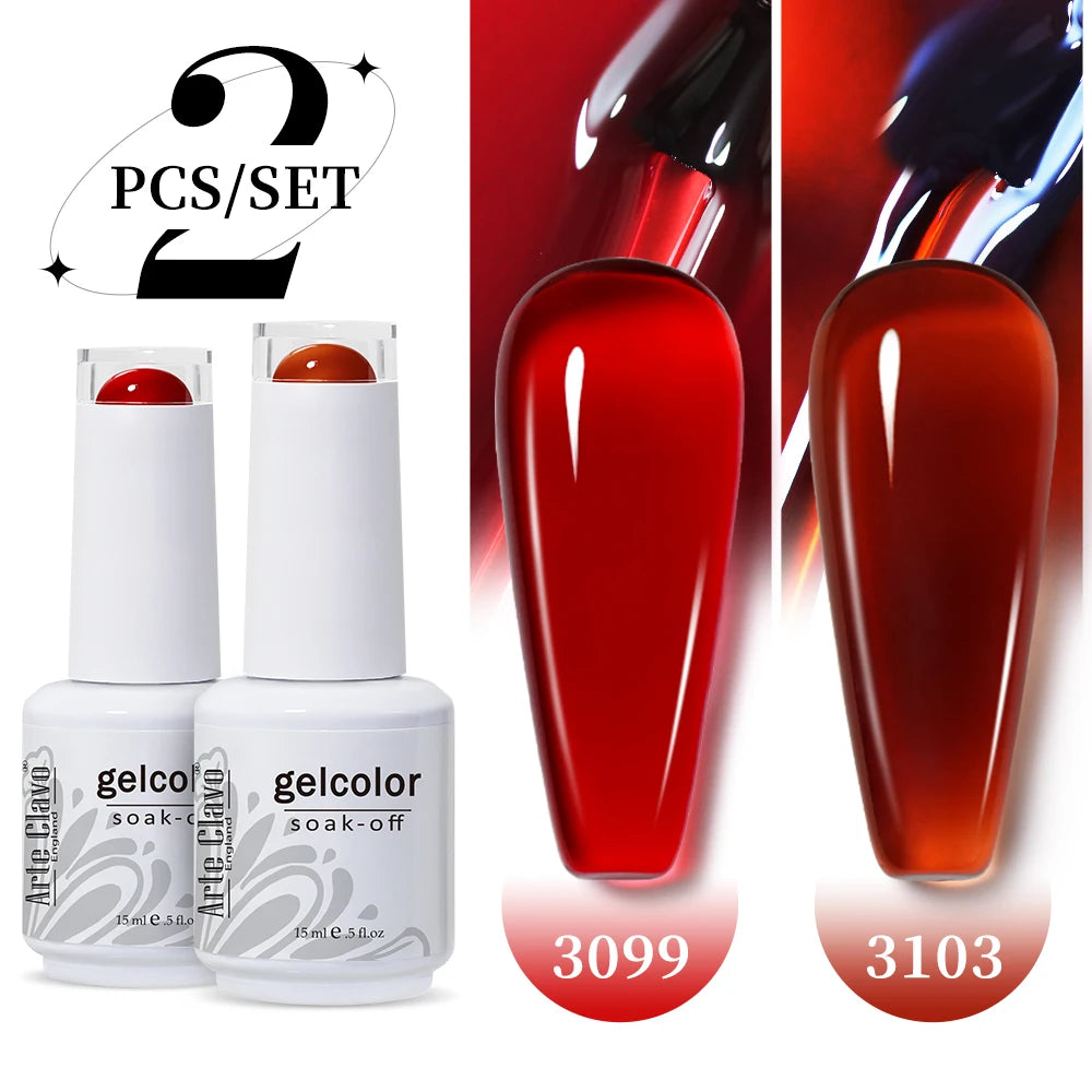 Arte Clavo Jelly Nail Gel Polish Supplies Purple Pink Red Blue Green Qme 3099-3103