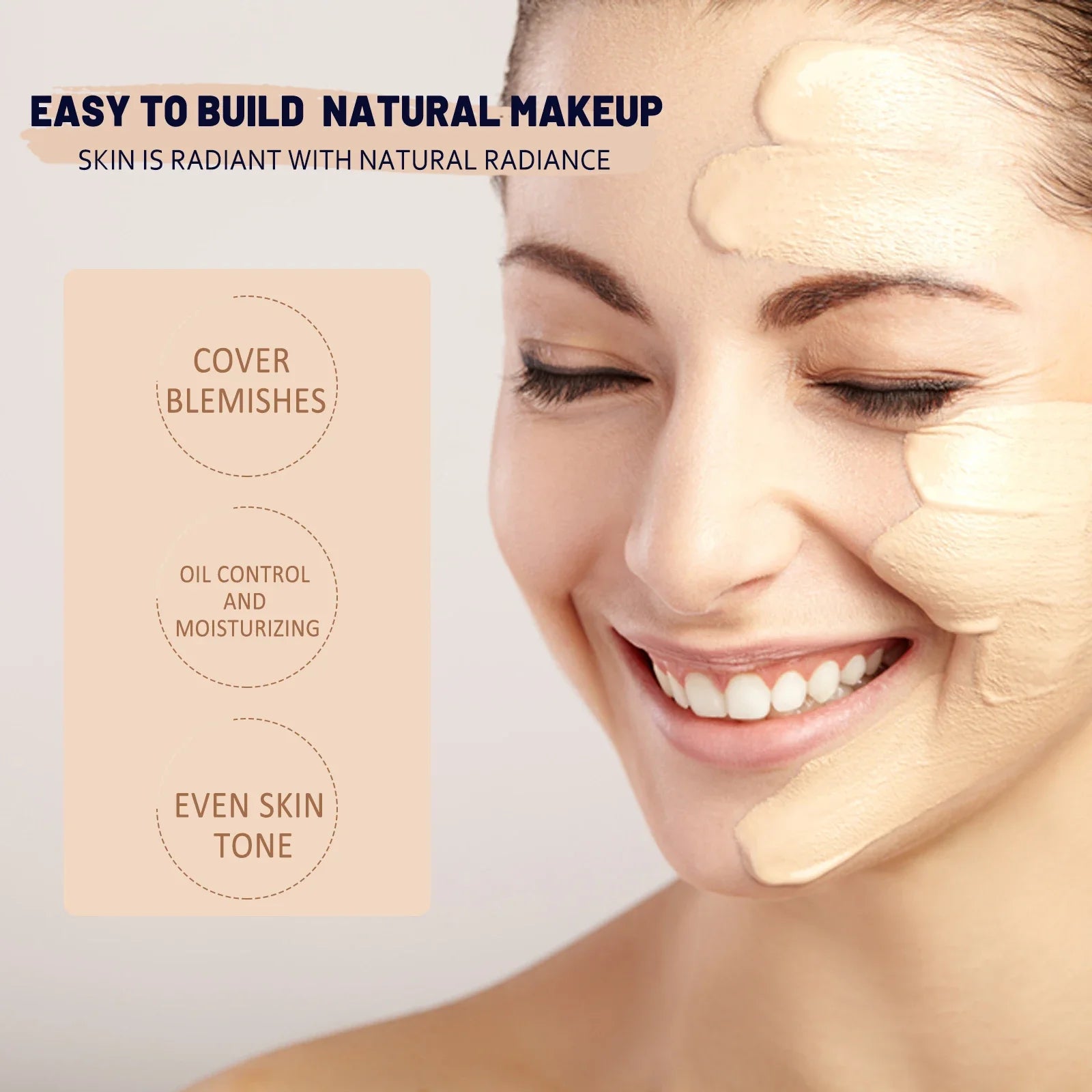 1/2/3pcs CC Cream Foundation Waterproof Brighten Moisturizing Foundation Concealer Oil-Control Long Lasting Spf 50 Makeup Qme