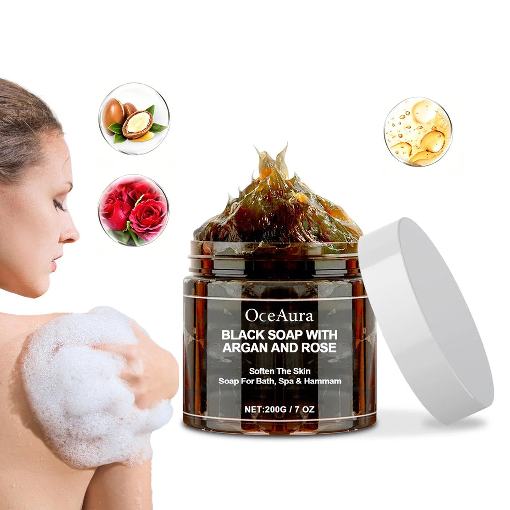 Black Cleansing Soap Dead Skin Remover Body Scrub Purifying Cleansing Exfoliating Oil Control Brighten Soft Body Scrub Cream Qme