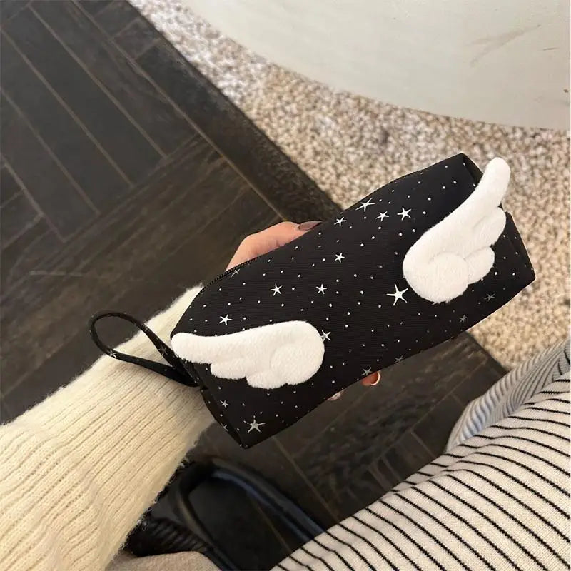 Print Wings Star Dots Pencil Case Y2k Desktop Storage Korean Pen Bag Qme A3