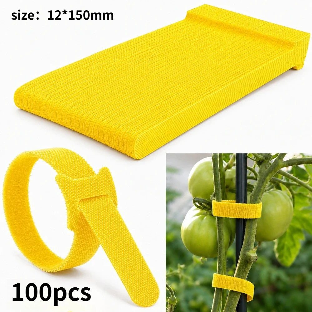 50/100Pcs Adjustable Hook Loop Plant Ties Anti Slip Reusable Soft Straps For Garden Flower Vine Fixed Binding Arrangement Qme yellow 100pcs