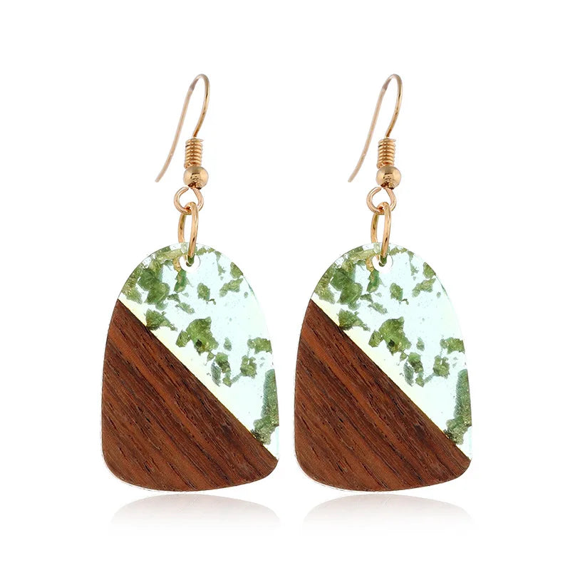 Creative Vintage Resin Splicing Wood Personality Earrings Personality Charm For Women Girls Wedding Christmas Party Gift Qme 3
