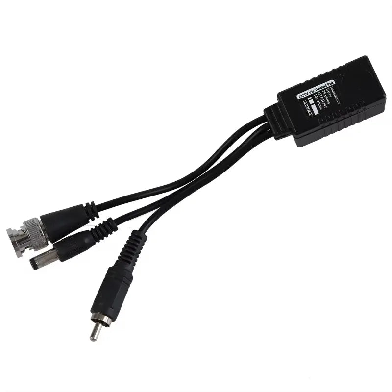 5Pair 3 in 1 Plug BNC Male to RJ45 Audio Video Power Balun Transceiver for CCTV Camera Qme
