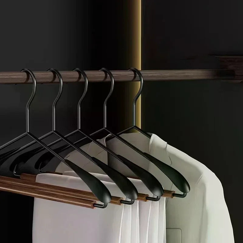 Thickened Wide-shoulder Beech Iron Suit Hanger Seamless Non-slip Qme