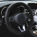 Universal 38cm Car Steering Wheel Cover Carbon Fiber Leather Anti-slip Breathable Auto Steering Protector For Most Sedan SUV Tru Qme Black 1pc