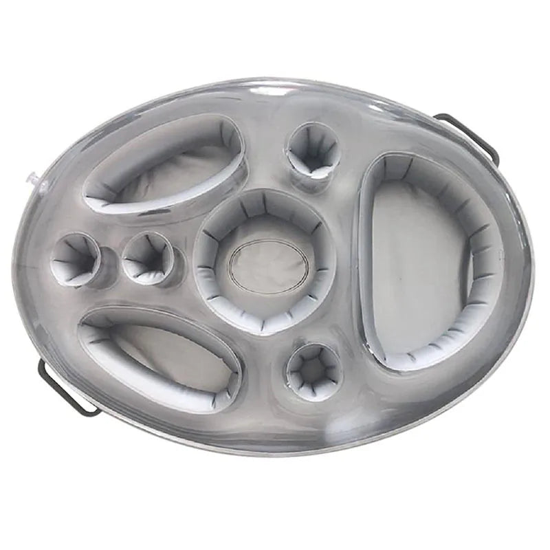Waterproof Inflatable Pool Drink Tray Floating PVC Cooler Rack Holds Qme Light Grey