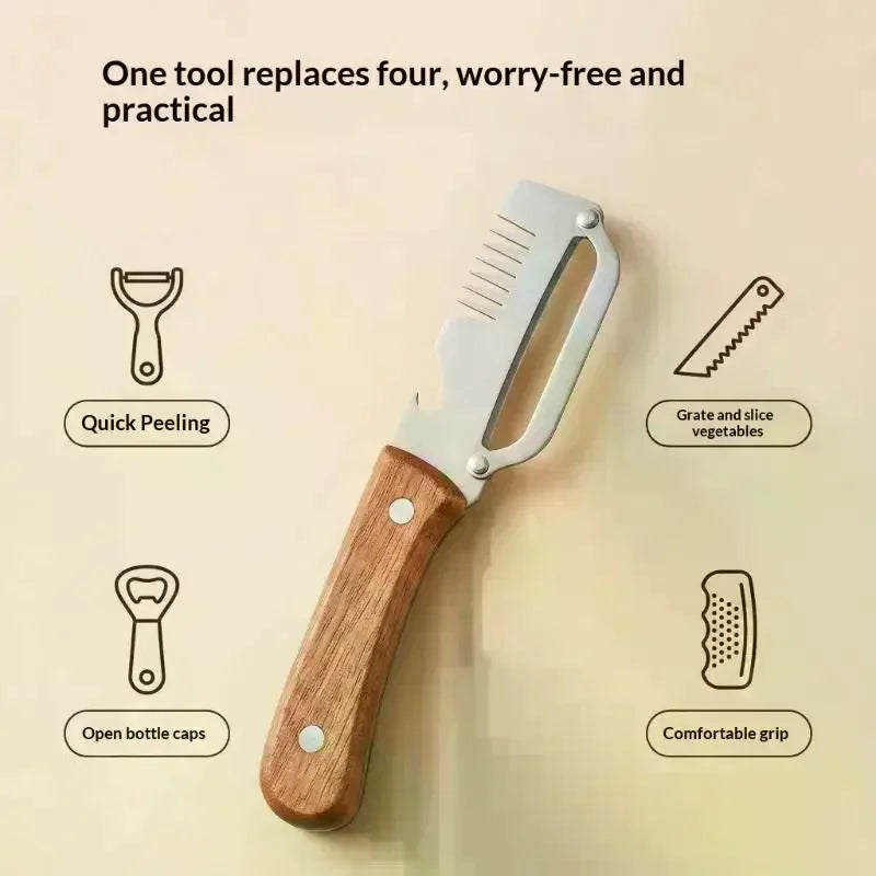 3-in-1 Serrated Peeling Knife Premium Vegetable Peeler Handle Bottle Qme