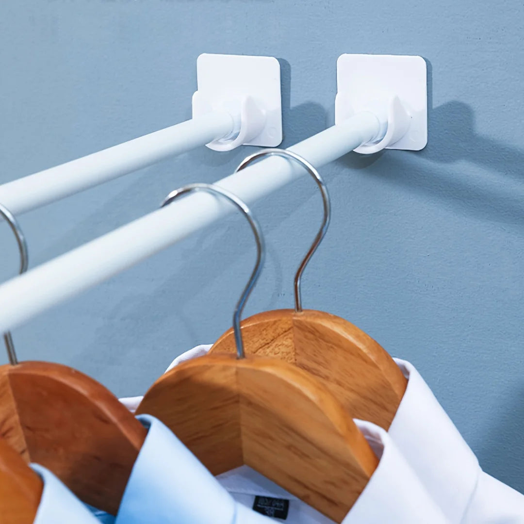 Adhesive Shower Curtain Rod Holder, Strong Secure Free Punch Paste Bracket Clip, Telescopic Rod Sticky Hook Qme