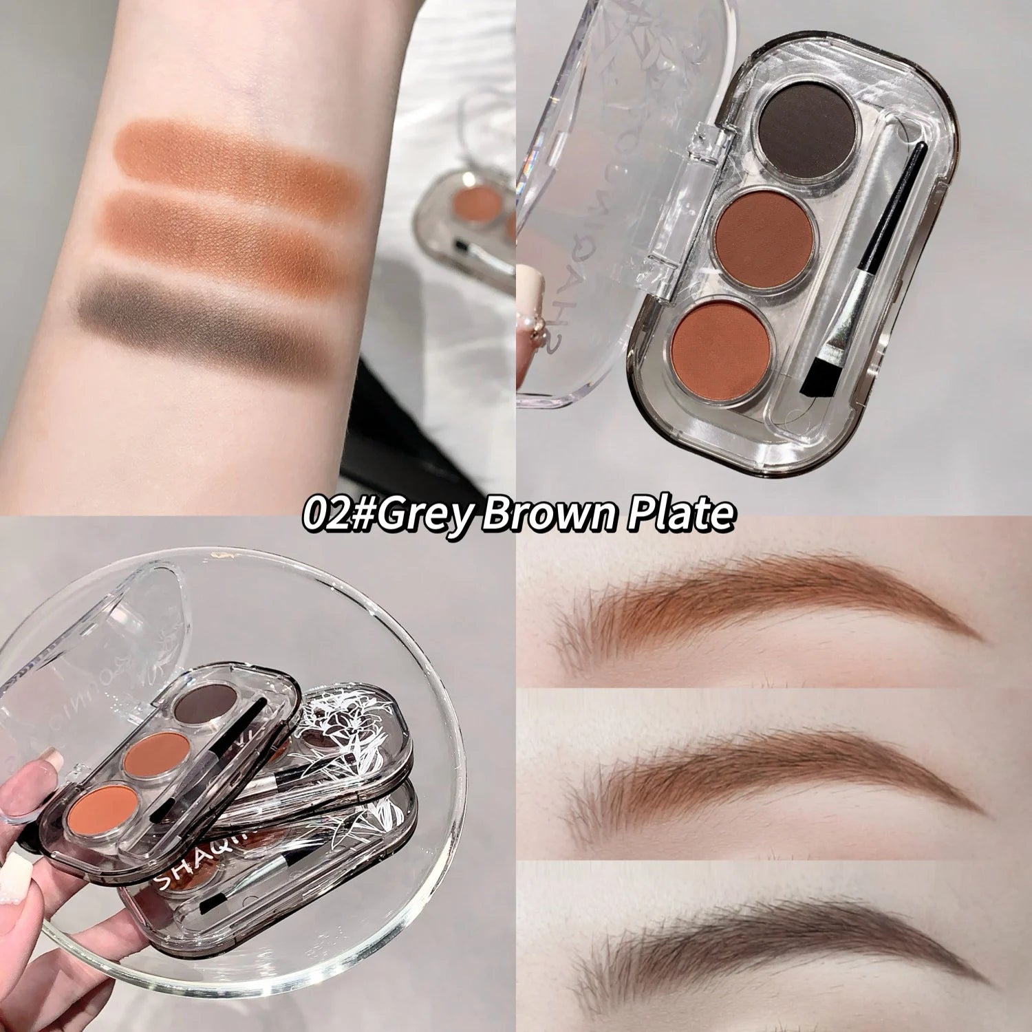SHAQINUO 3-Color Eyebrow Powder Waterproof Sweatproof Long-lasting Qme N1010-02