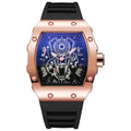 Hollow-out Richard Barrel-shaped Quartz Watch Men Silicone Strap Qme rose