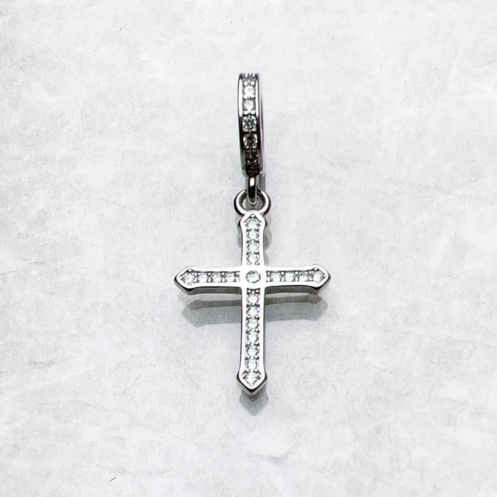 Pendant Cross with Zircon New Jewelry 925 Sterling Silver Accessories Vintage Gift For Men Women Qme