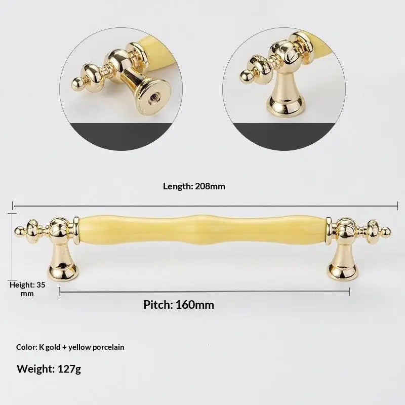 Modern Colored Ceramic Furniture Handle Golden Wardrobe Cabinet Handles Closet Door Knob Dressing Table And Drawer Pull Hardware Qme A20