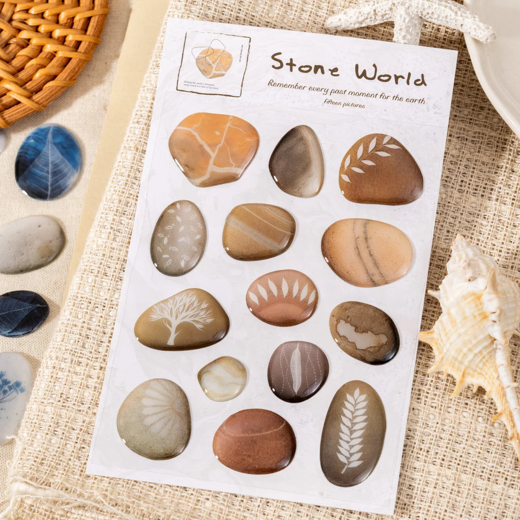 1PC Pebble World Themed 3D Epoxy Sticker for DIY Scrapbook Phone Case Decoration Birthday Gift Teaching Reward Supplies Qme
