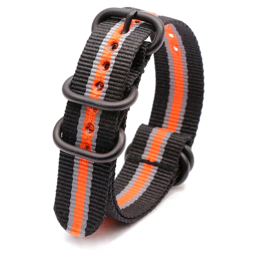 Army Nylon Watch Strap Sport Replacement Wristband Black Ring Buckle