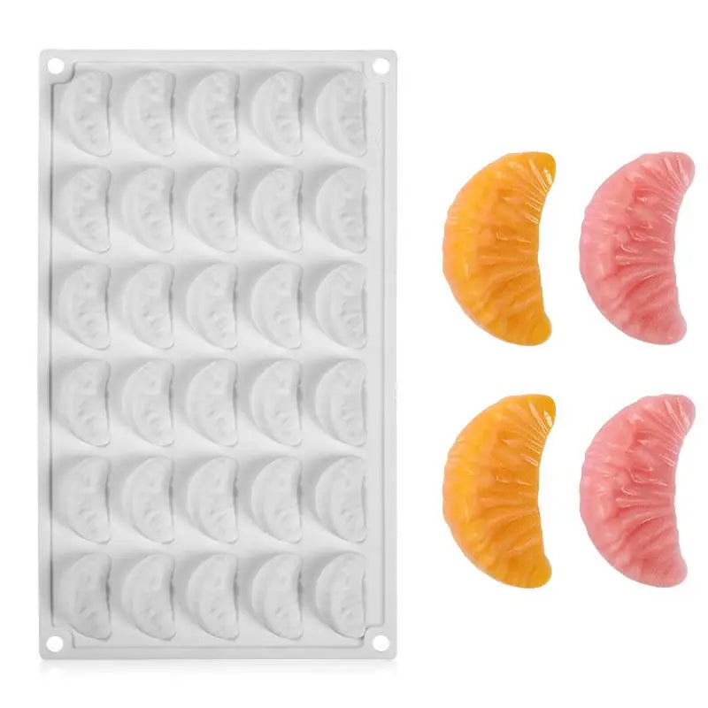 30-Cavity Orange Design Mousse Cake Mold Kitchen Silicone Moulds Qme white