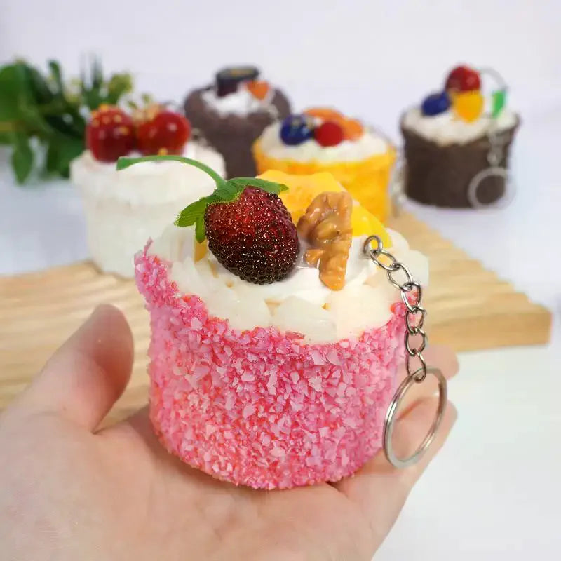 Artificial Coconut Cream Mousse Dessert PU Simulation Cake Fake Food Model Refrigerator Sticker Home Kitchen Decoration Prop Qme