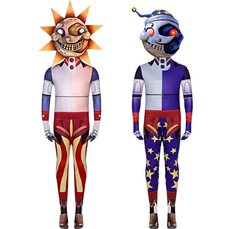 Sundrop Moondrop Costume Cartoon Sun Moon Clown Puppets Cosplay Outfits Halloween Christmas Party Costume Qme
