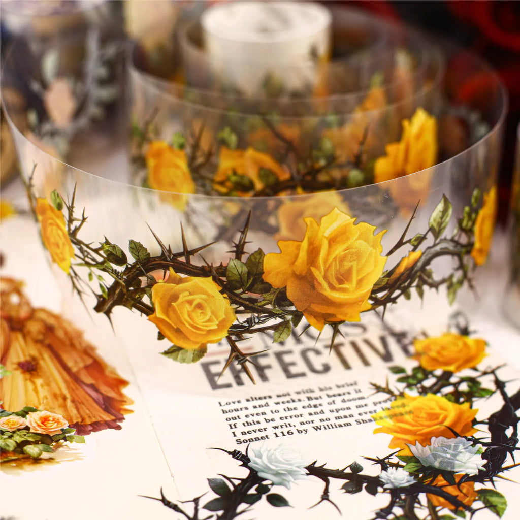 TIANZI 2m/Roll Gothic Rose Theme Die cut Tape Journal Planner Japanese Adhesive DIY Sticker Diary Scrapbooking Masking Tapes Qme