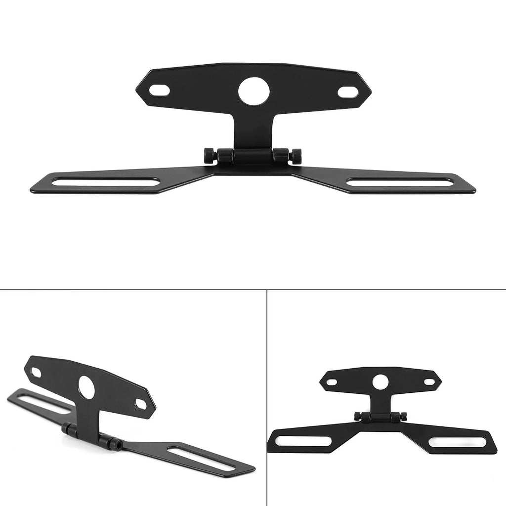 Motorcycle License Plate Bracket Taillight Mount Support Folding Number Plate Frame Holder Mount Universal Motorbike Accessories Qme