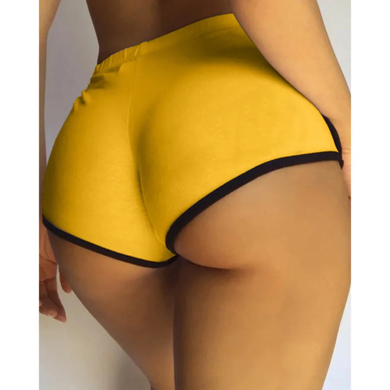 Beautiful Butt Solid Slim Fit Sports Yoga Running Shorts Pants Large Qme YELLOW S